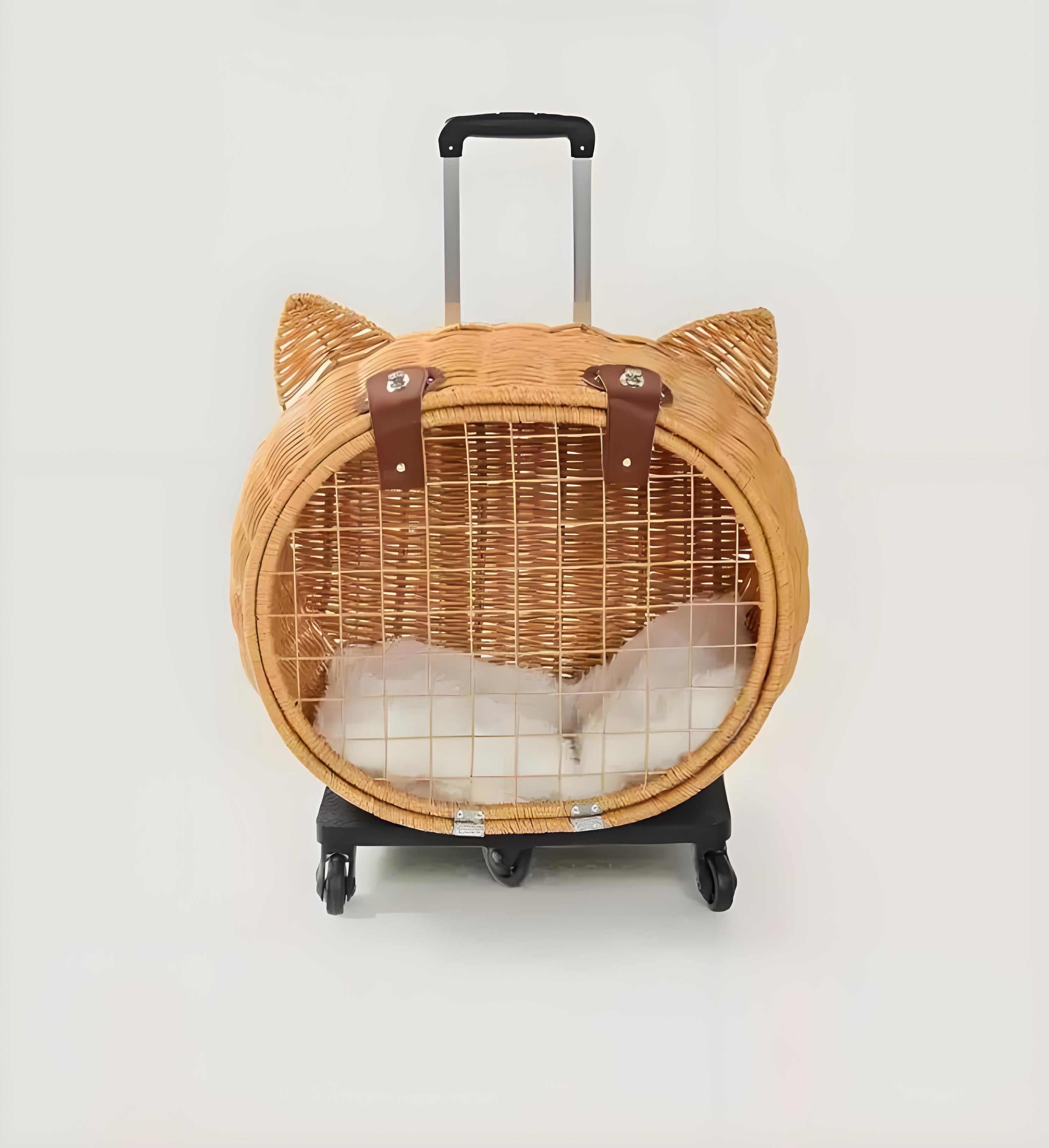 籐編みスーツケース型猫ベッド