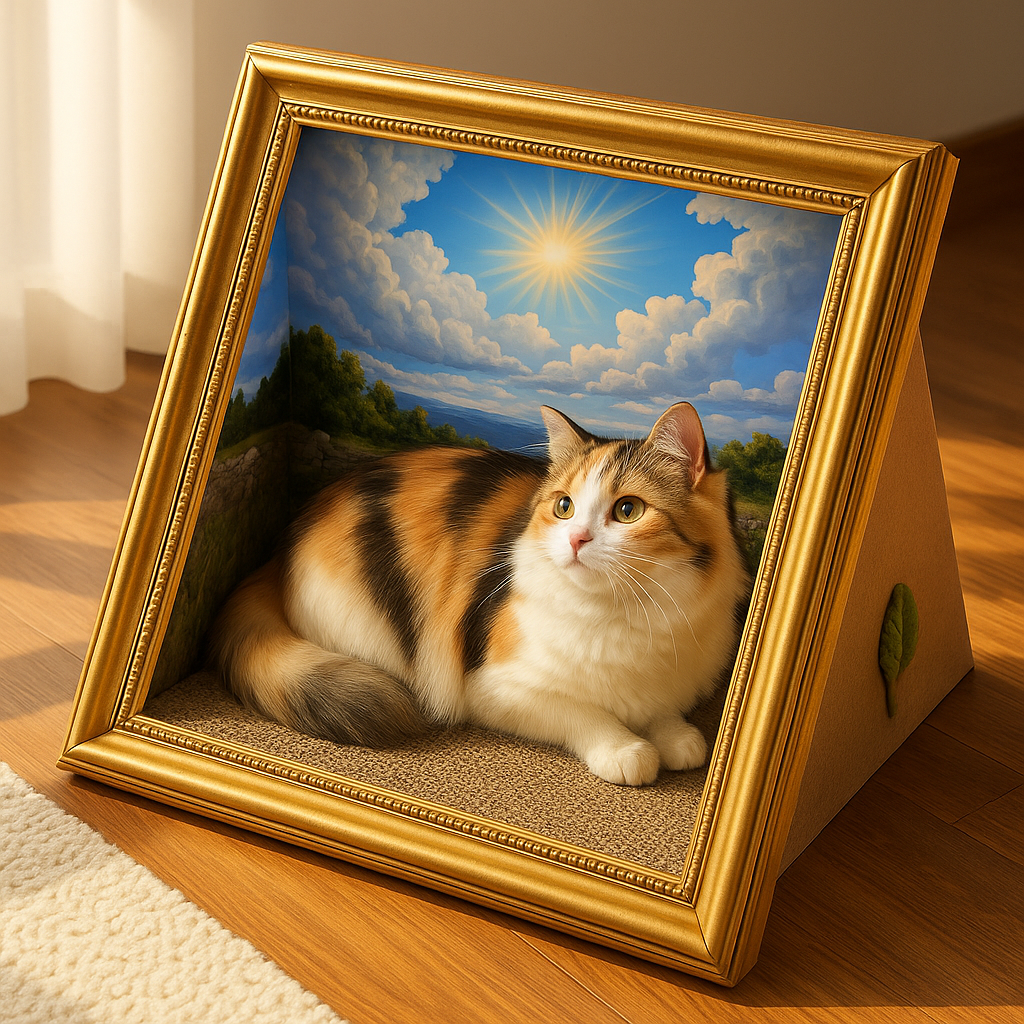 Oil Painting Frame Cat House & Scratcher – 3D Decorative Cardboard Cat Nest