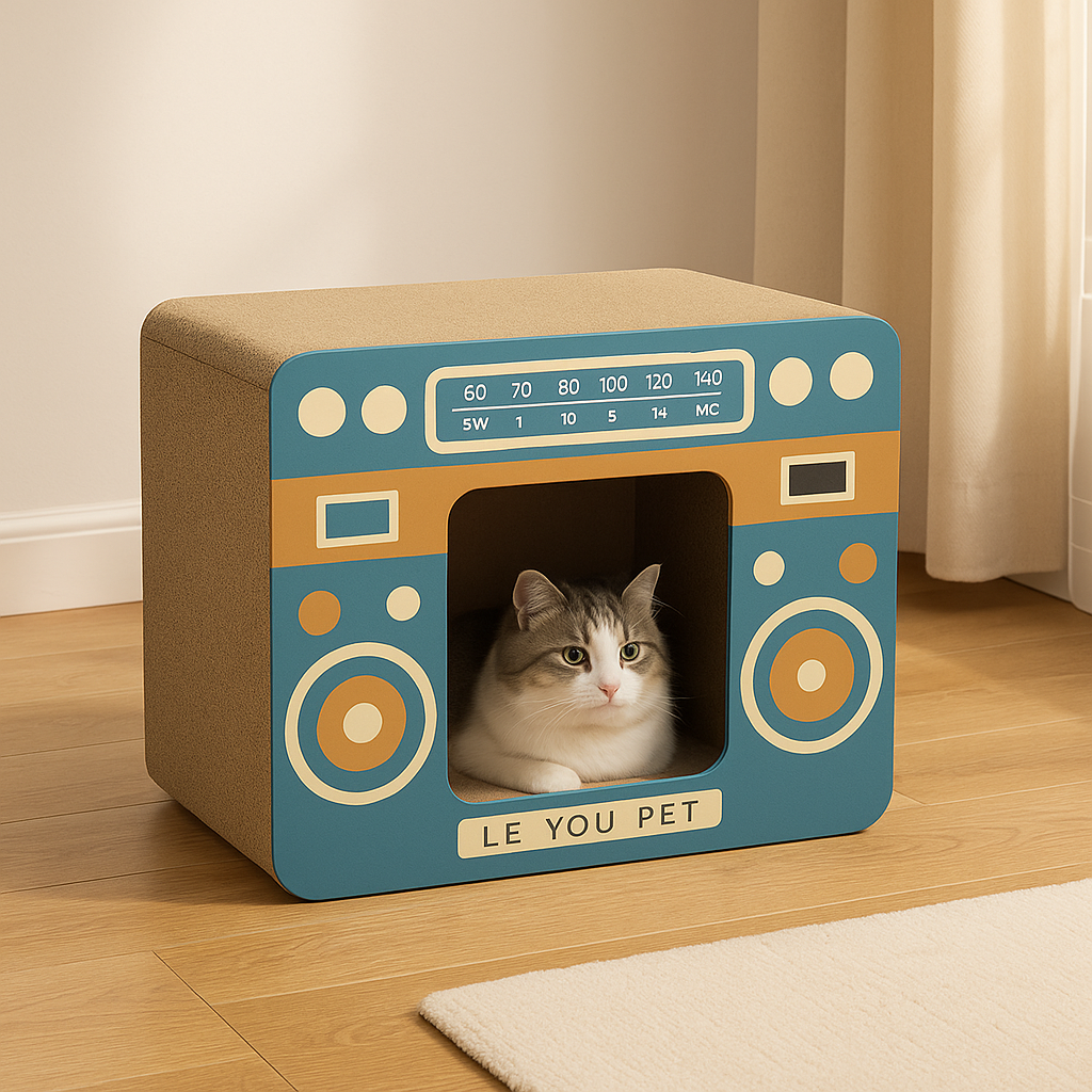 Fun Cat House Large Cat Scratching Post Vintage TV Radio Cat Scratcher Scraper Bed Toy for Cats Scratching Board Indoor Cat Toy