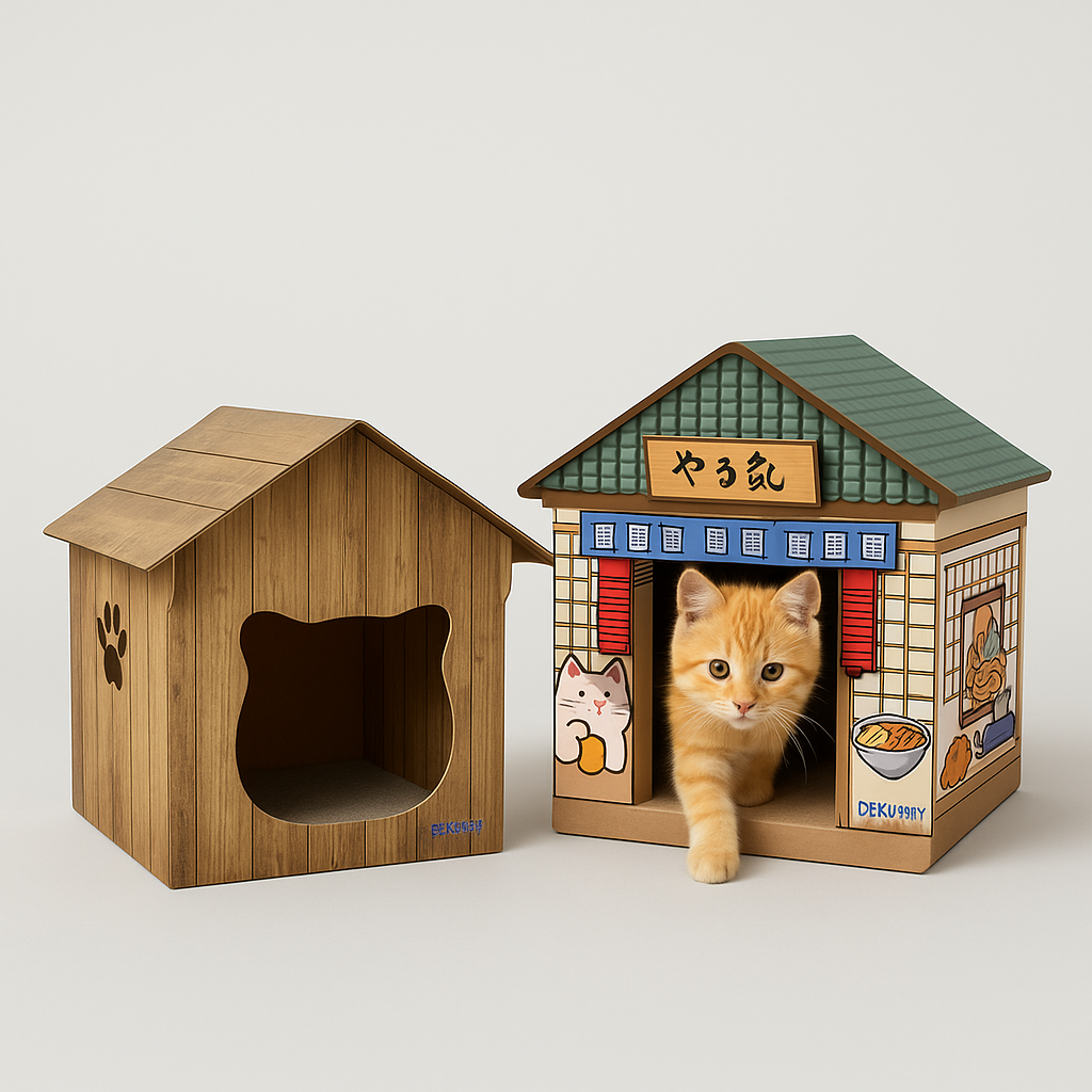 Corrugated Paper Cat House Bed Mat Simulation Wood Grain Cat Home Scratch Board Grinder Cat Toys Kitten Mat Scratcher Catnip