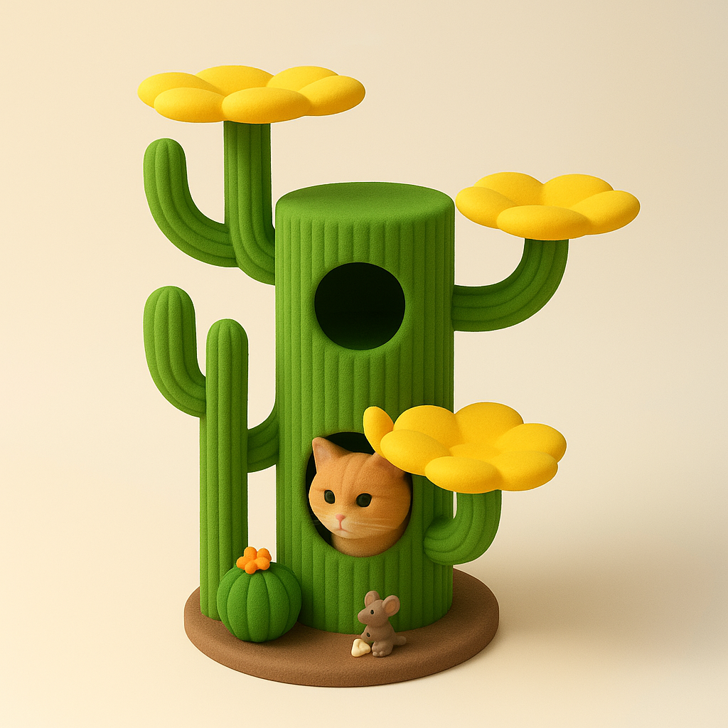 Deluxe Large Cactus Solid Cat Tree Climbing Frame