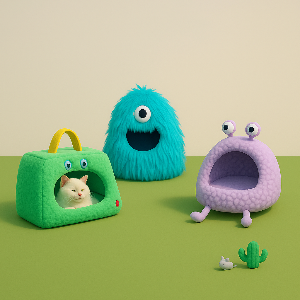 Cama para gatos Monsters Family 3 cores, tenda caverna 