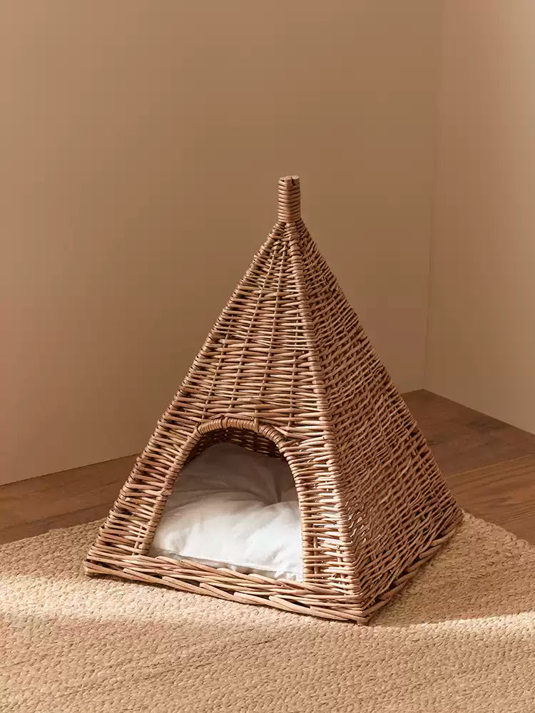 猫のテントの夏のすべての四季の通用籐の編み猫の巣の涼しい巣の柳の編み