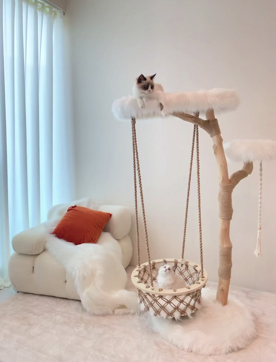 Solid Wooden Cradle Cat Tree Climbing Frame